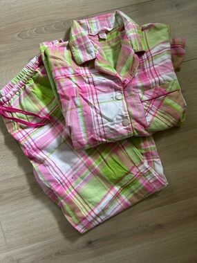 Victoria's Secret Pink & Green Plaid Pajama Set
